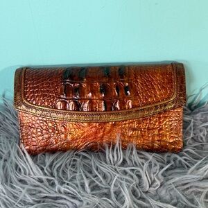 Brahmin Shimmering Brown  Colorful Crocodile wallet/checbook